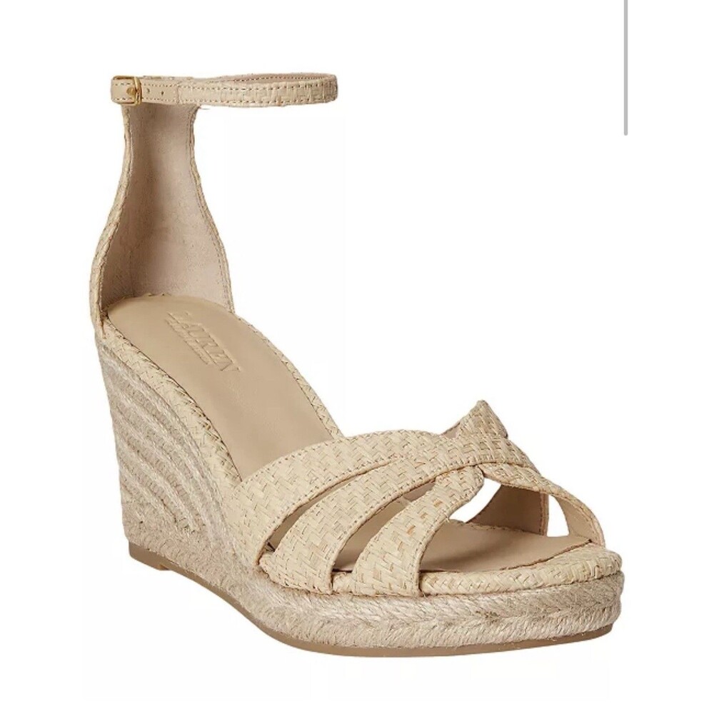 lauren ralph lauren Nellie Ankle Strap Wedge Sandal Size:6B